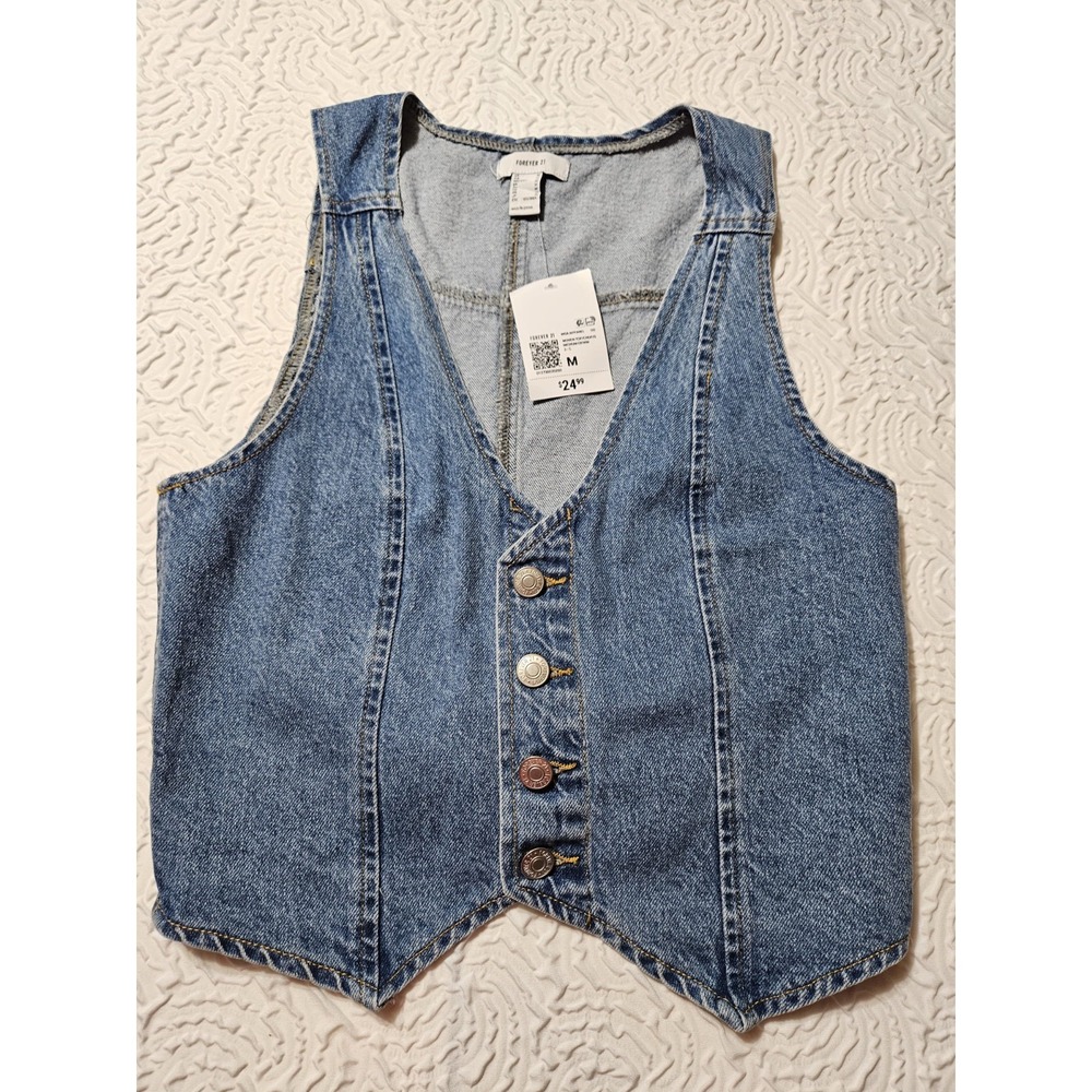 Forever 21 Denim Vest Women Medium NWT Y2K Boho